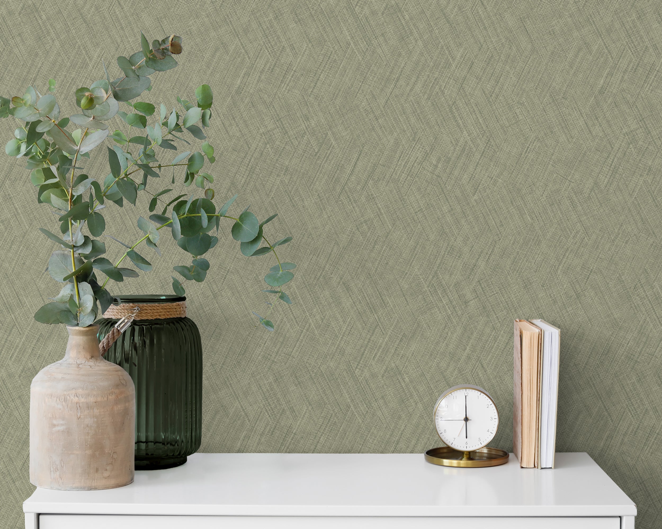 Grandeco Textured Vibes Yuno Green Wallpaper Roll 10m x 53cm